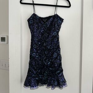 For Love And Lemons Black and Purple Lace Formal Dress